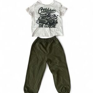 SHEIN White and Green Kids Matching Set